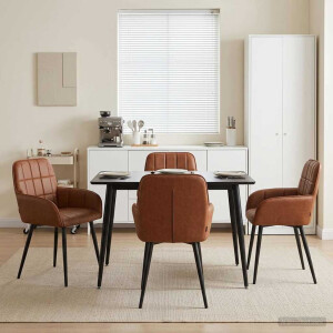 vidaXL Eettafelstoelen 4 pcs Kunstleer Bruin 57 x 50 x 85 cm