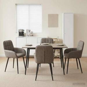 vidaXL Eettafelstoelen 4 pcs Kunstleer Grijs 57 x 50 x 85 cm