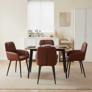 vidaXL Eettafelstoelen 4 pcs Kunstleer Glanzend Bruin 57 x 50 x 85 cm