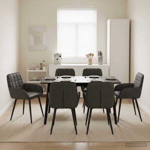 vidaXL Eettafelstoelen 6 pcs Kunstleer Zwart 57 x 50 x 85 cm
