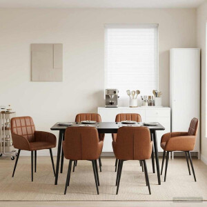 vidaXL Eettafelstoelen 6 pcs Kunstleer Bruin 57 x 50 x 85 cm