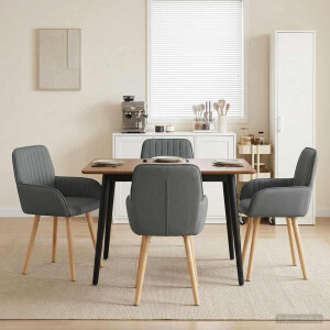 vidaXL Eettafelstoelen 4 pcs Stof Donkergrijs 56,5 x 50 x 87,5 cm