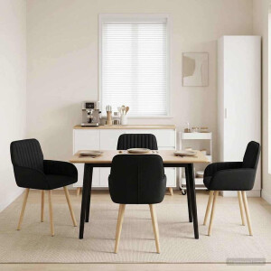 vidaXL Eettafelstoelen 4 pcs Stof Zwart 56,5 x 50 x 87,5 cm