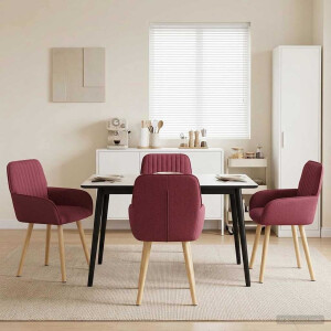vidaXL Eettafelstoelen 4 pcs Stof Wijnrood 56,5 x 50 x 87,5 cm