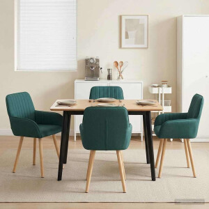 vidaXL Eettafelstoelen 4 pcs Stof Donkergroen 56,5 x 50 x 87,5 cm