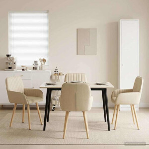 vidaXL Eettafelstoelen 4 pcs Stof Crèmekleurig 56,5 x 50 x 87,5 cm