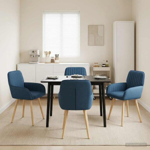 vidaXL Eettafelstoelen 4 pcs Stof Blauw 56,5 x 50 x 87,5 cm