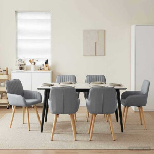 vidaXL Eettafelstoelen 6 pcs Stof Lichtgrijs 56,5 x 50 x 87,5 cm
