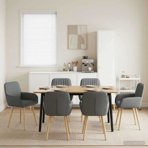 vidaXL Eettafelstoelen 6 pcs Stof Donkergrijs 56,5 x 50 x 87,5 cm