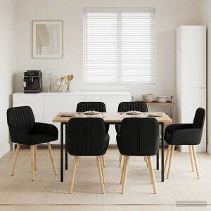 vidaXL Eettafelstoelen 6 pcs Stof Zwart 56,5 x 50 x 87,5 cm