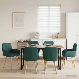 vidaXL Eettafelstoelen 6 pcs Stof Donkergroen 56,5 x 50 x 87,5 cm