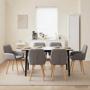 vidaXL Eettafelstoelen 6 pcs Stof Taupe 56,5 x 50 x 87,5 cm