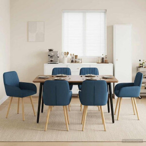 vidaXL Eettafelstoelen 6 pcs Stof Blauw 56,5 x 50 x 87,5 cm