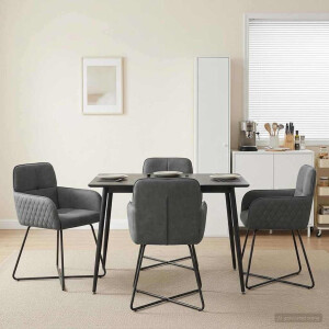 vidaXL Eettafelstoelen 4 pcs fluweel Donkergrijs 59 x 56,5 x 86 cm