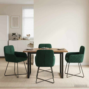 vidaXL Eettafelstoelen 4 pcs fluweel Donkergroen 59 x 56,5 x 86 cm