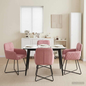 vidaXL Eettafelstoelen 4 pcs fluweel Roze 59 x 56,5 x 86 cm