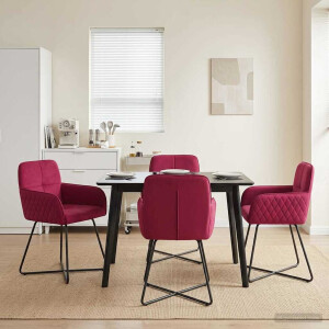 vidaXL Eettafelstoelen 4 pcs fluweel Wijnrood 59 x 56,5 x 86 cm