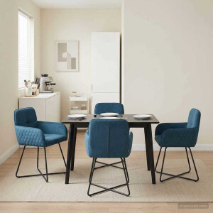 vidaXL Eettafelstoelen 4 pcs fluweel Blauw 59 x 56,5 x 86 cm