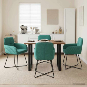 vidaXL Eettafelstoelen 4 pcs fluweel Turquoise 59 x 56,5 x 86 cm