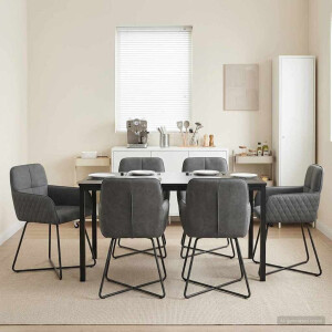 vidaXL Eettafelstoelen 6 pcs fluweel Donkergrijs 59 x 56,5 x 86 cm