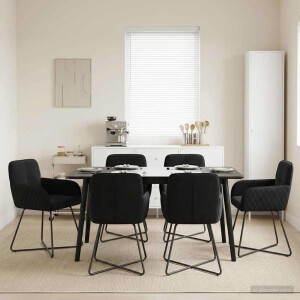 vidaXL Eettafelstoelen 6 pcs fluweel Zwart 59 x 56,5 x 86 cm