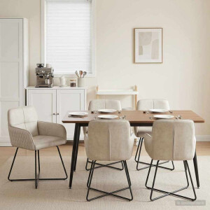 vidaXL Eettafelstoelen 6 pcs fluweel Crèmekleurig 59 x 56,5 x 86 cm
