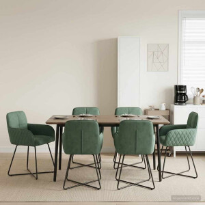 vidaXL Eettafelstoelen 6 pcs fluweel Zeegroen 59 x 56,5 x 86 cm