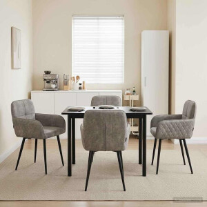 vidaXL Eettafelstoelen 4 pcs Nep Suede Leer Lichtgrijs