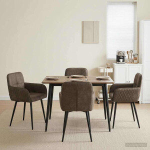 vidaXL Eettafelstoelen 4 pcs Nep Suede Leer Donkergrijs