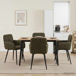 vidaXL Eettafelstoelen 4 pcs Nep Suede Leer Legergroen