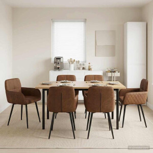 vidaXL Eettafelstoelen 6 pcs Nep Suede Leer Bruin 59 x 56,5 x 85 cm
