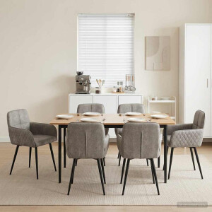vidaXL Eettafelstoelen 6 pcs Nep Suede Leer Lichtgrijs