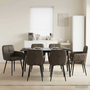 vidaXL Eettafelstoelen 6 pcs Nep Suede Leer Donkergrijs