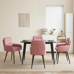 vidaXL Eettafelstoelen 4 pcs fluweel Roze 59 x 59,5 x 90 cm