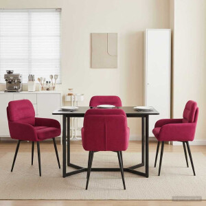 vidaXL Eettafelstoelen 4 pcs fluweel Wijnrood 59 x 59,5 x 90 cm