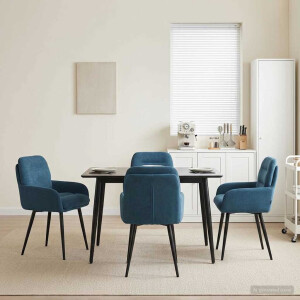 vidaXL Eettafelstoelen 4 pcs fluweel Blauw 59 x 59,5 x 90 cm