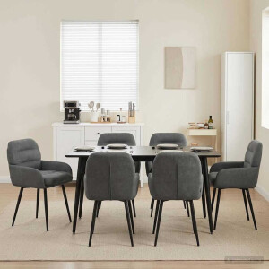 vidaXL Eettafelstoelen 6 pcs fluweel Donkergrijs 59 x 59,5 x 90 cm