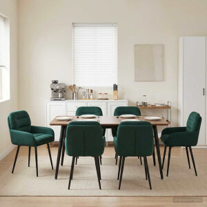 vidaXL Eettafelstoelen 6 pcs fluweel Donkergroen 59 x 59,5 x 90 cm