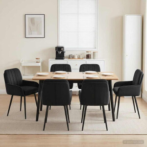 vidaXL Eettafelstoelen 6 pcs fluweel Zwart 59 x 59,5 x 90 cm