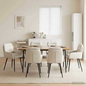 vidaXL Eettafelstoelen 6 pcs fluweel Crèmekleurig 59 x 59,5 x 90 cm