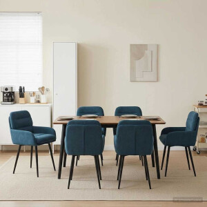 vidaXL Eettafelstoelen 6 pcs fluweel Blauw 59 x 59,5 x 90 cm