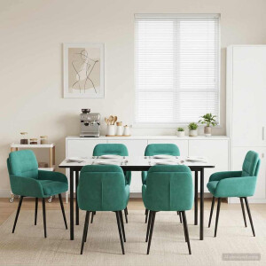 vidaXL Eettafelstoelen 6 pcs fluweel Turquoise 59 x 59,5 x 90 cm