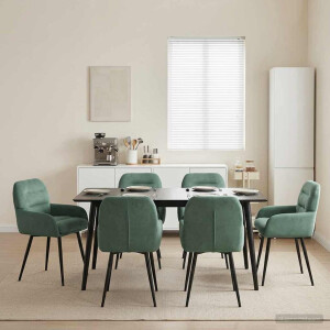 vidaXL Eettafelstoelen 6 pcs fluweel Zeegroen 59 x 59,5 x 90 cm