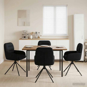 vidaXL Draai Eetstoelen 4 pcs Kunstleer Zwart 59 x 59,5 x 90 cm