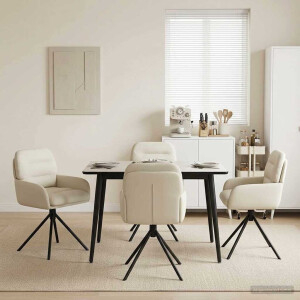 vidaXL Draai Eetstoelen 4 pcs Kunstleer Crèmekleurig 59 x 59,5 x 90 cm
