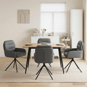 vidaXL Draai Eetstoelen 4 pcs Kunstleer Grijs 59 x 59,5 x 90 cm