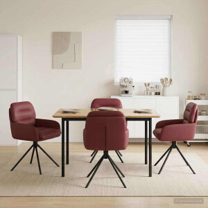 vidaXL Draai Eetstoelen 4 pcs Kunstleer Wijnrood 59 x 59,5 x 90 cm