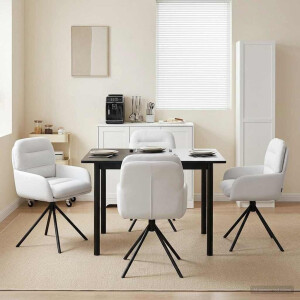 vidaXL Draai Eetstoelen 4 pcs Kunstleer Wit 59 x 59,5 x 90 cm