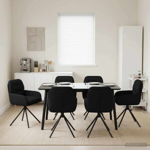 vidaXL Draai Eetstoelen 6 pcs Kunstleer Zwart 59 x 59,5 x 90 cm
