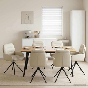 vidaXL Draai Eetstoelen 6 pcs Kunstleer Crèmekleurig 59 x 59,5 x 90 cm